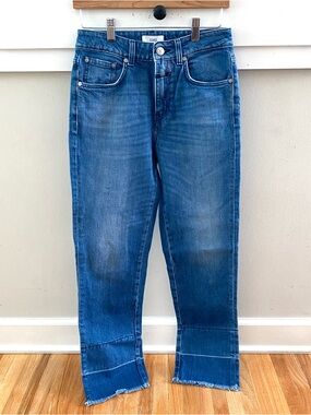 Closed Denim Glow Italian Blue Jeans Medium Wash Raw Edge Candiani Size 27 Small